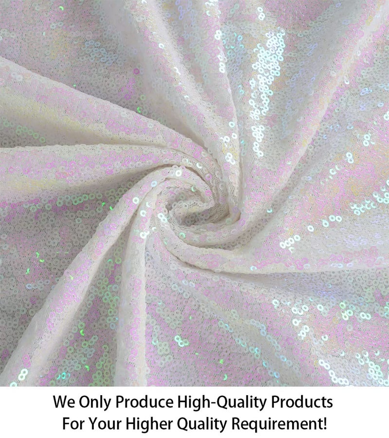 ShiDianYi 3 Feet 1 Yards 1PC Transparent WhiteSequin Fabric, by The Yard, Sequin Fabric, Tablecloth, Linen, Sequin Tablecloth, Table Runner (1Yards 1PC Transparent White) - Image 2